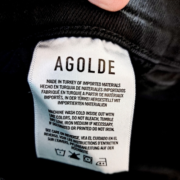 AGOLDE Black Stretch Mid Rise Raw Hem Skinny Jeans‎ - Picture 7 of 9